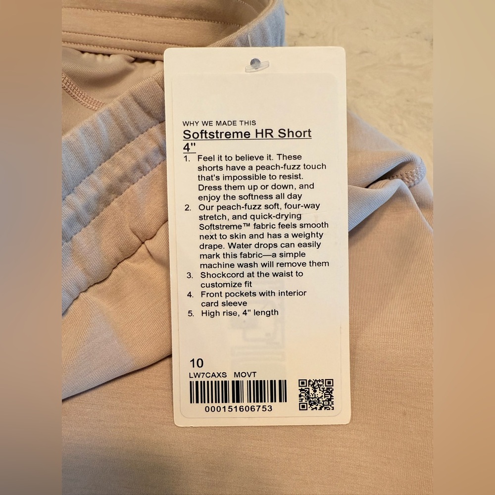 NWT Lululemon athletica High Waist Softstreme HR Tan Shorts 4” size10 - Picture 9 of 12